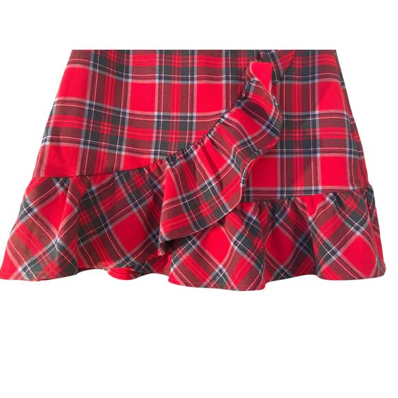 Vineyard Vines Red Plaid Ruffle Mini Skirt 6 School Academia Preppy Collegiate - Picture 10 of 11